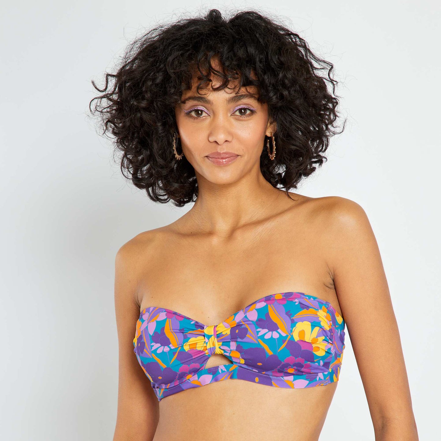 Haut de maillot de bain bandeau imprimé violet