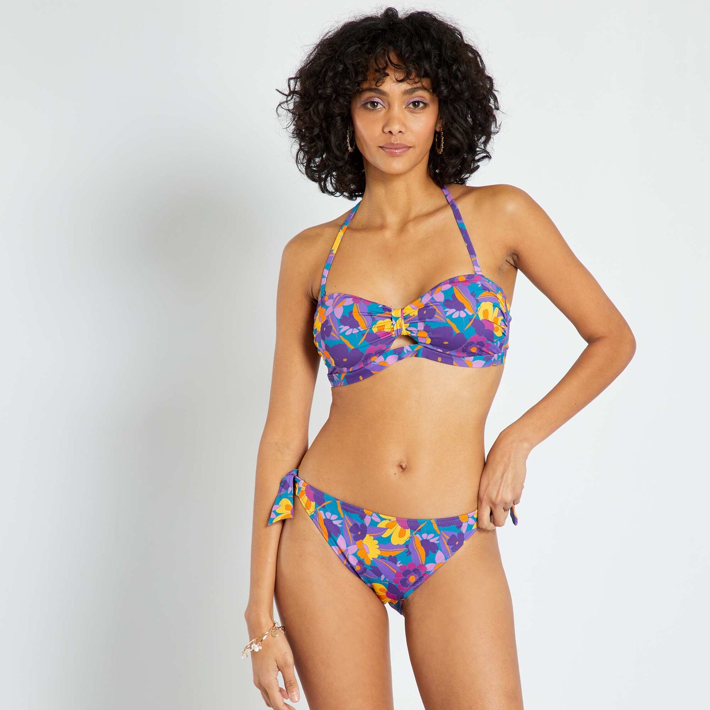 Haut de maillot de bain bandeau imprimé violet