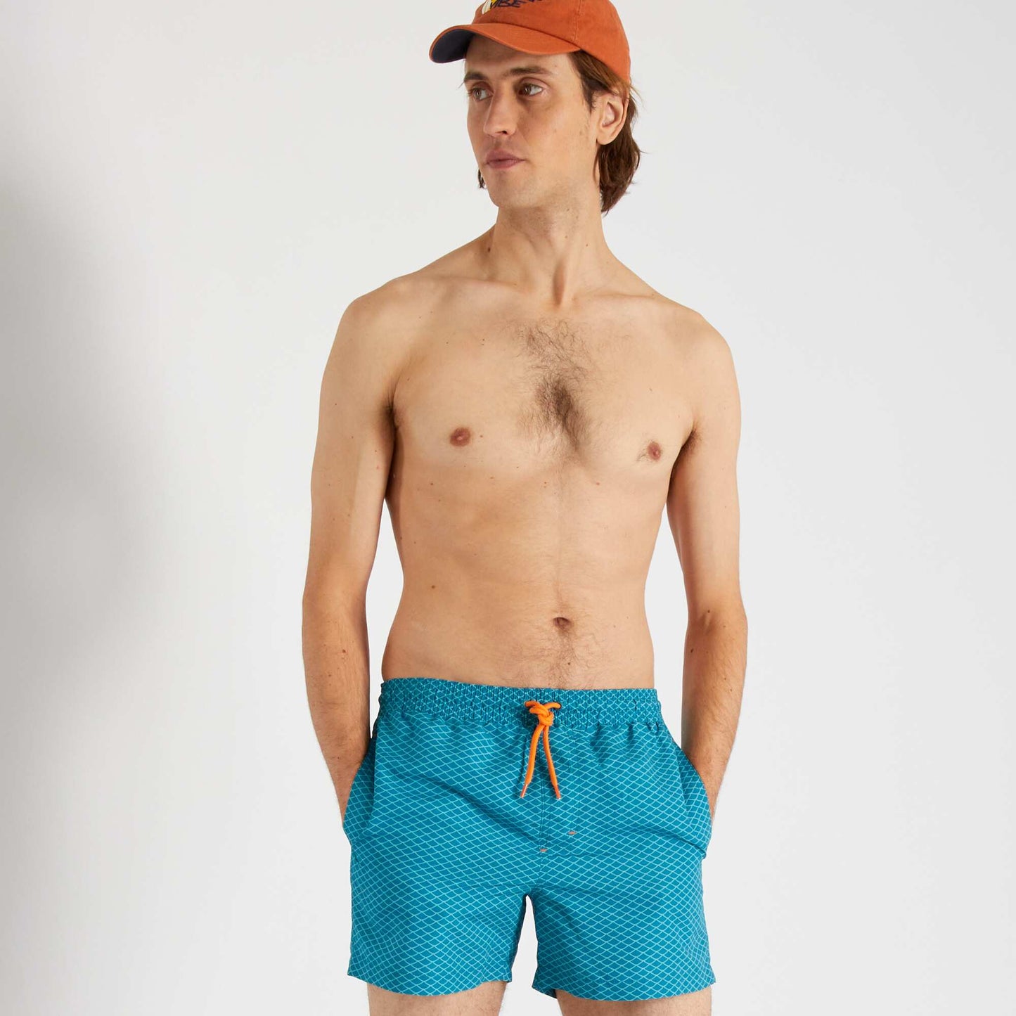 Short de bain avec cordon Bleu/orange