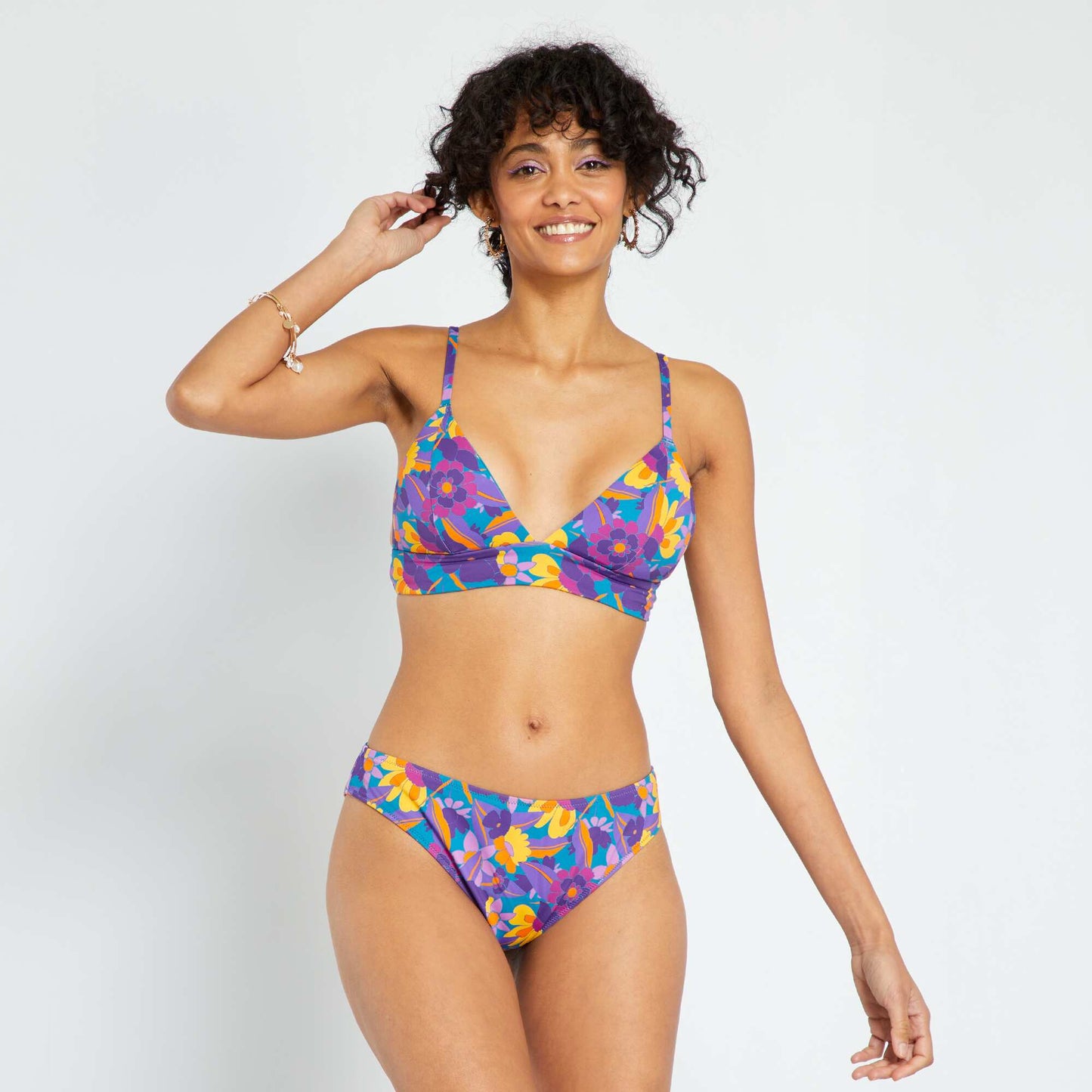 Culotte de bain brésilienne violet imprimé