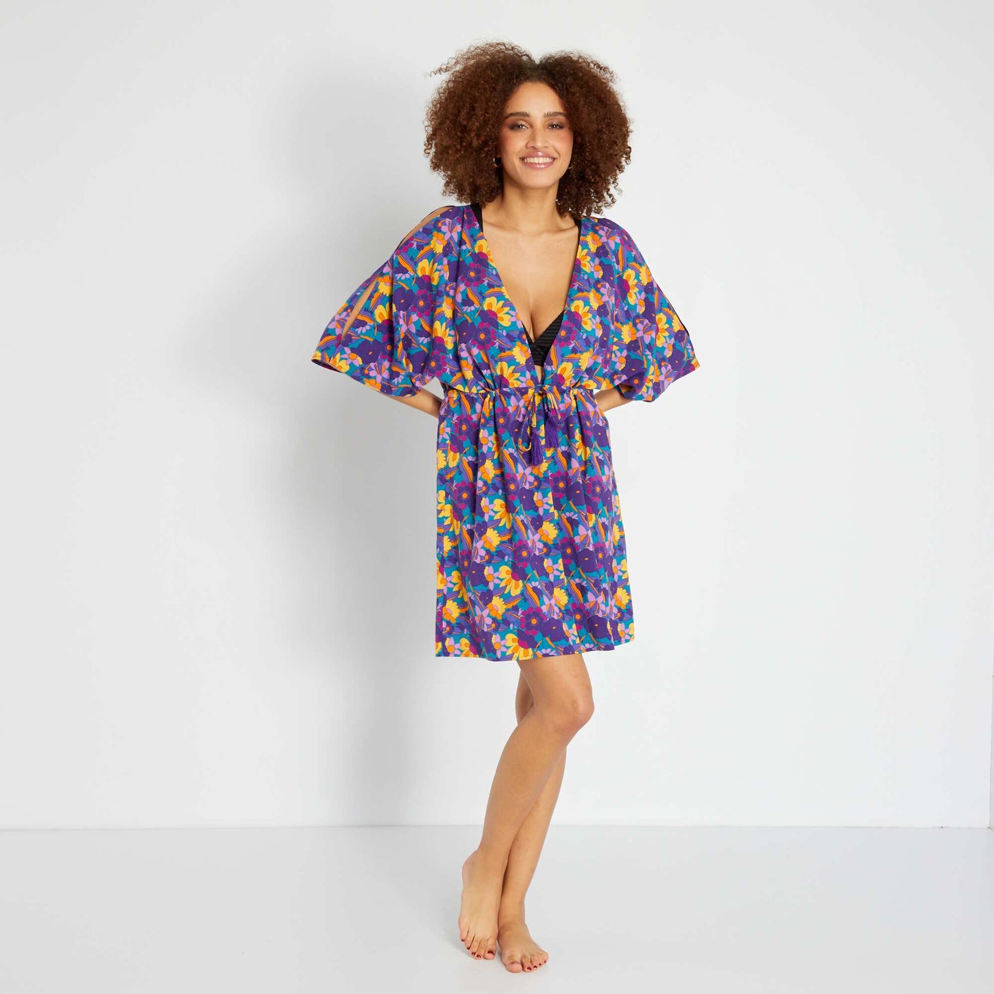 Robe de plage fleurie Violet