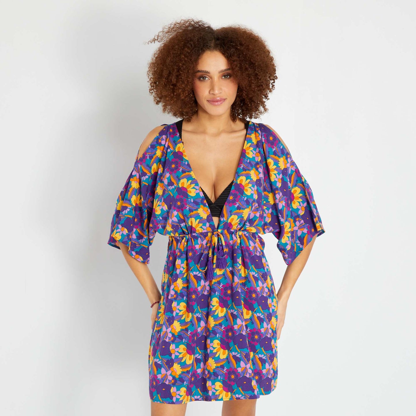 Robe de plage fleurie Violet