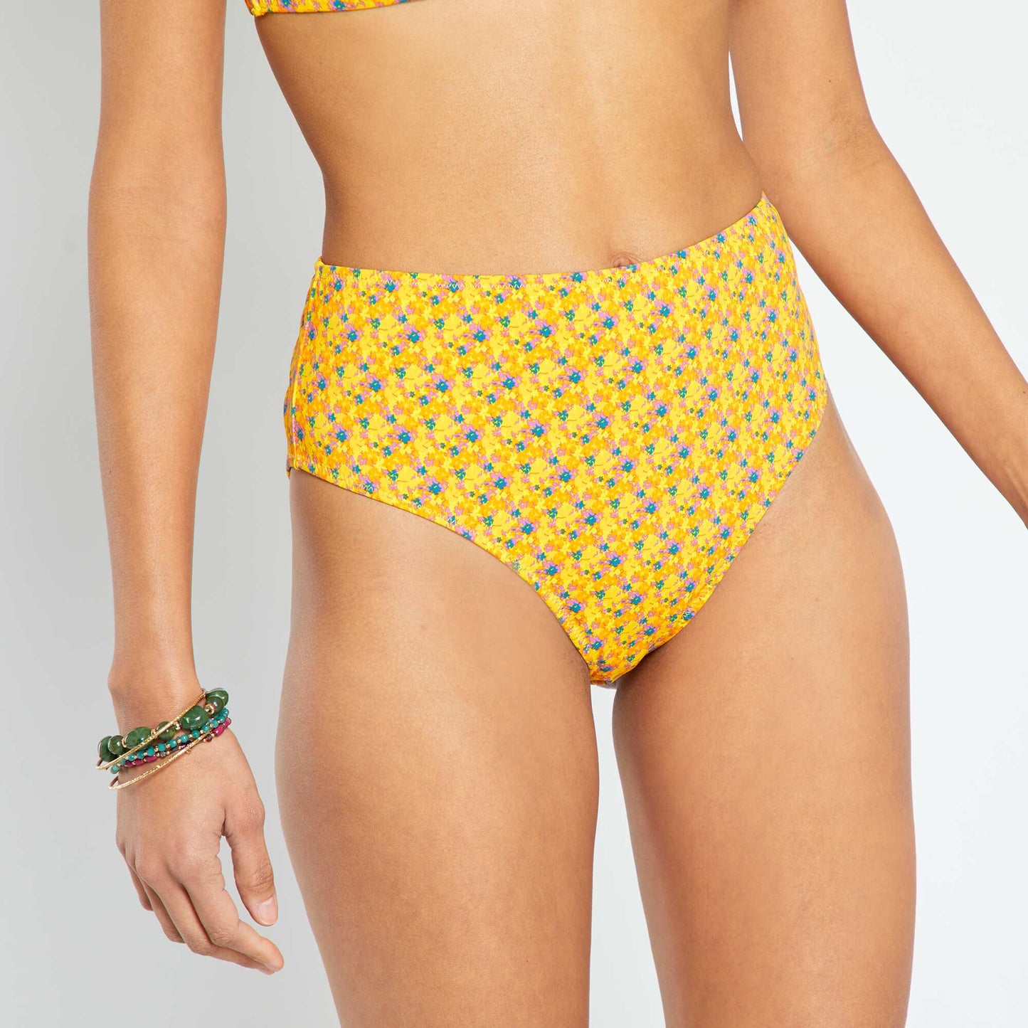 Bas de maillot de bain à taille haute jaune