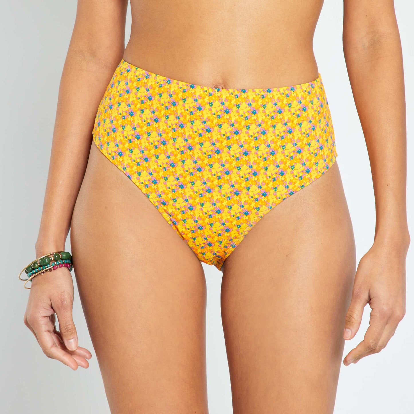 Bas de maillot de bain à taille haute jaune