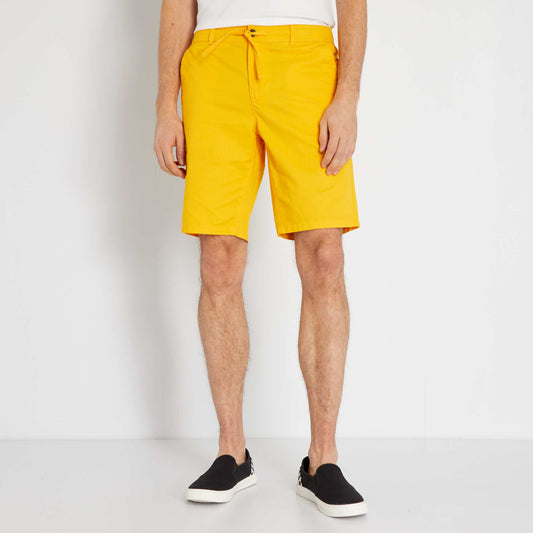 Short en twill de coton uni Jaune