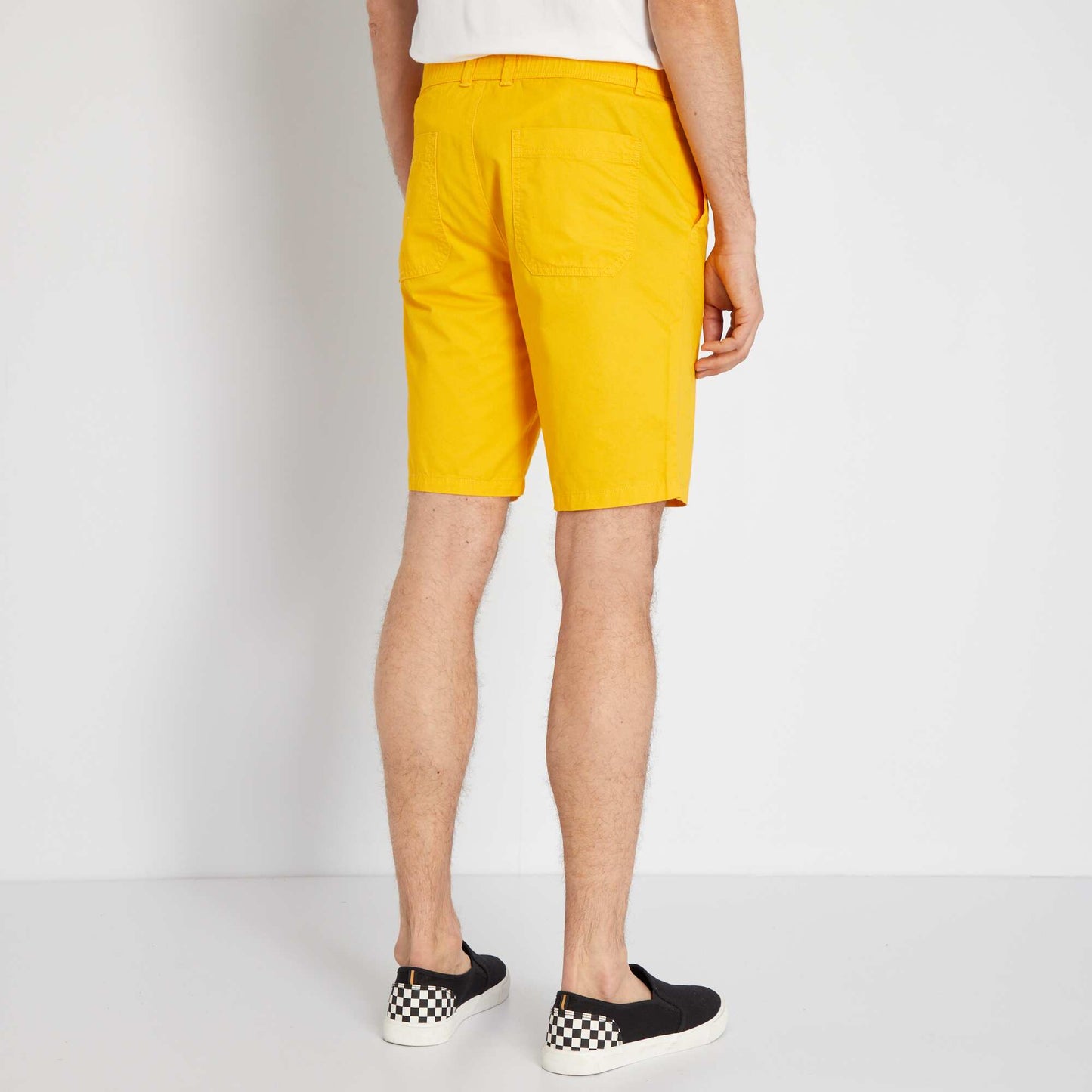 Short en twill de coton uni Jaune