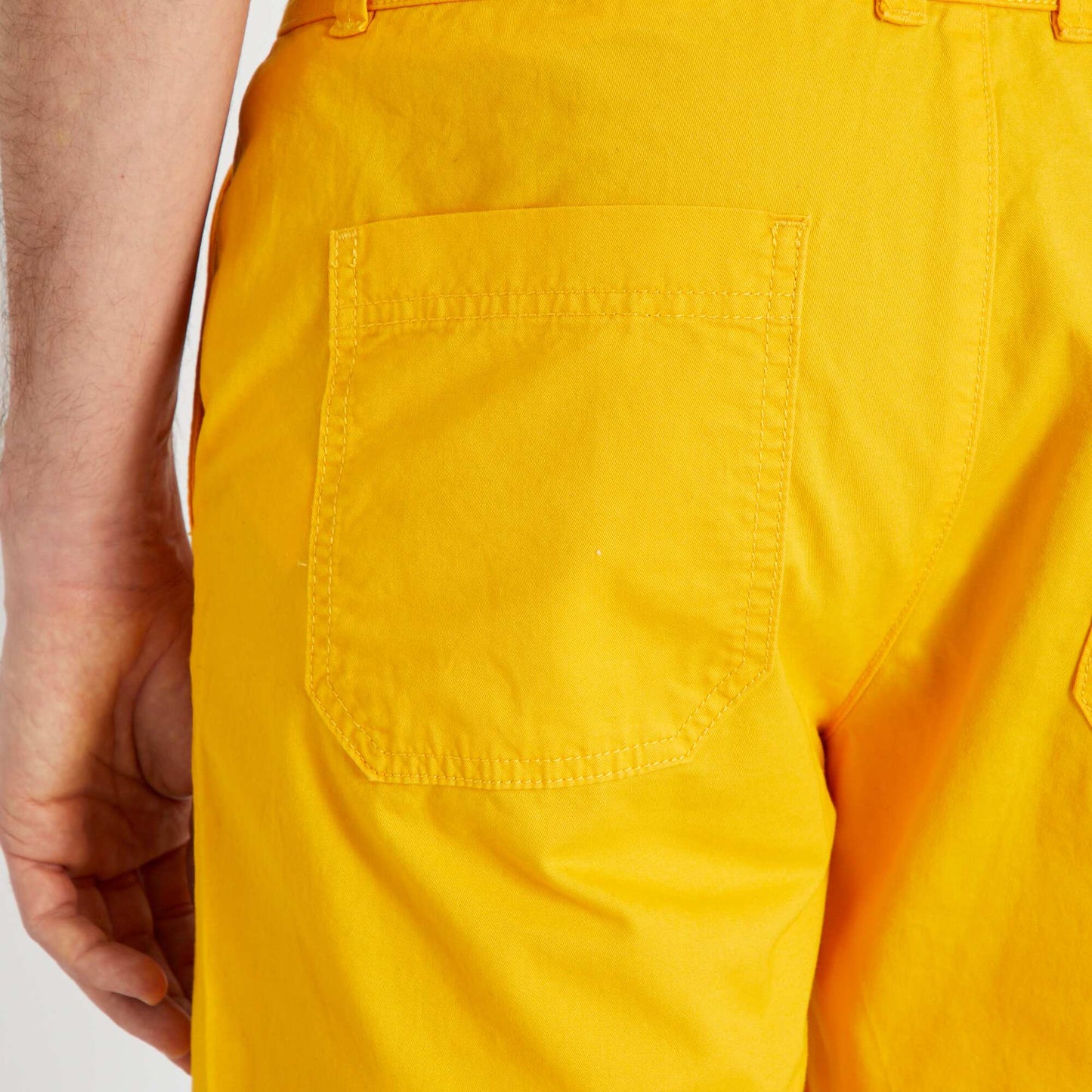 Short en twill de coton uni Jaune