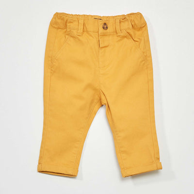 Pantalon chino stretch Jaune moutarde