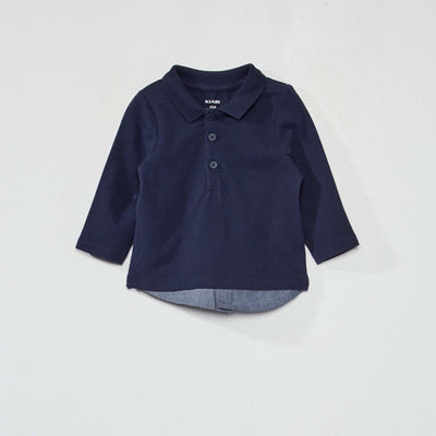 Polo en piqué de coton Noir