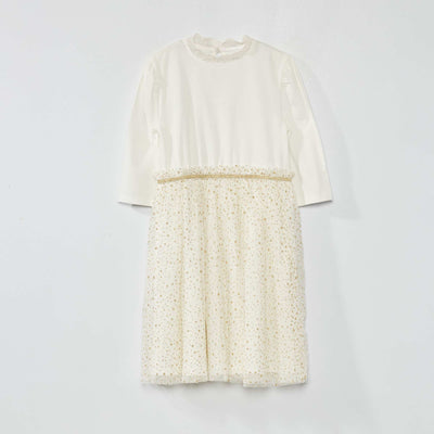 Robe avec tulle fantaisie Blanc