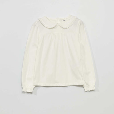 T-shirt en jersey avec col fantaisie blanc