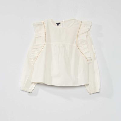 Blouse ample à col rond blanc