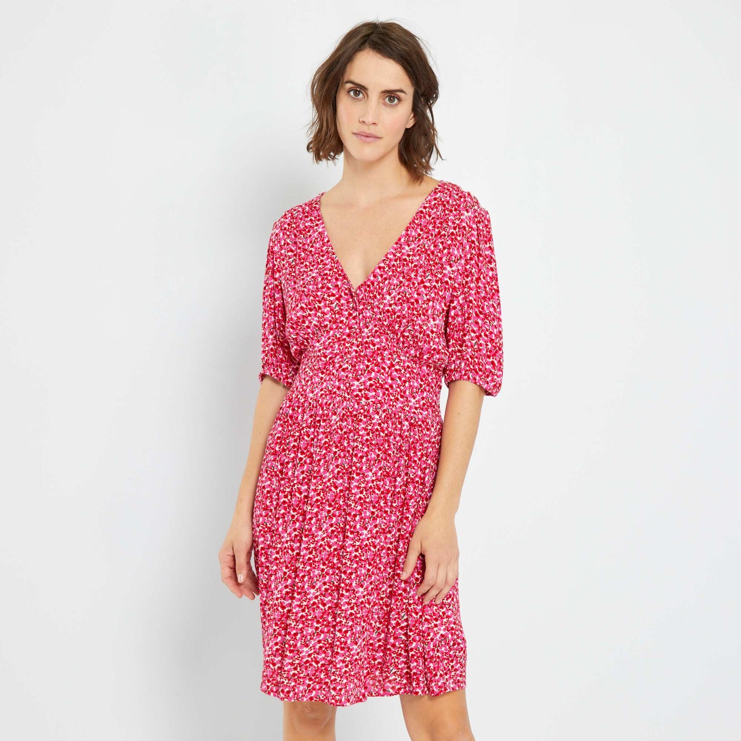 Robe courte avec imprimé 'fleuri' Rose