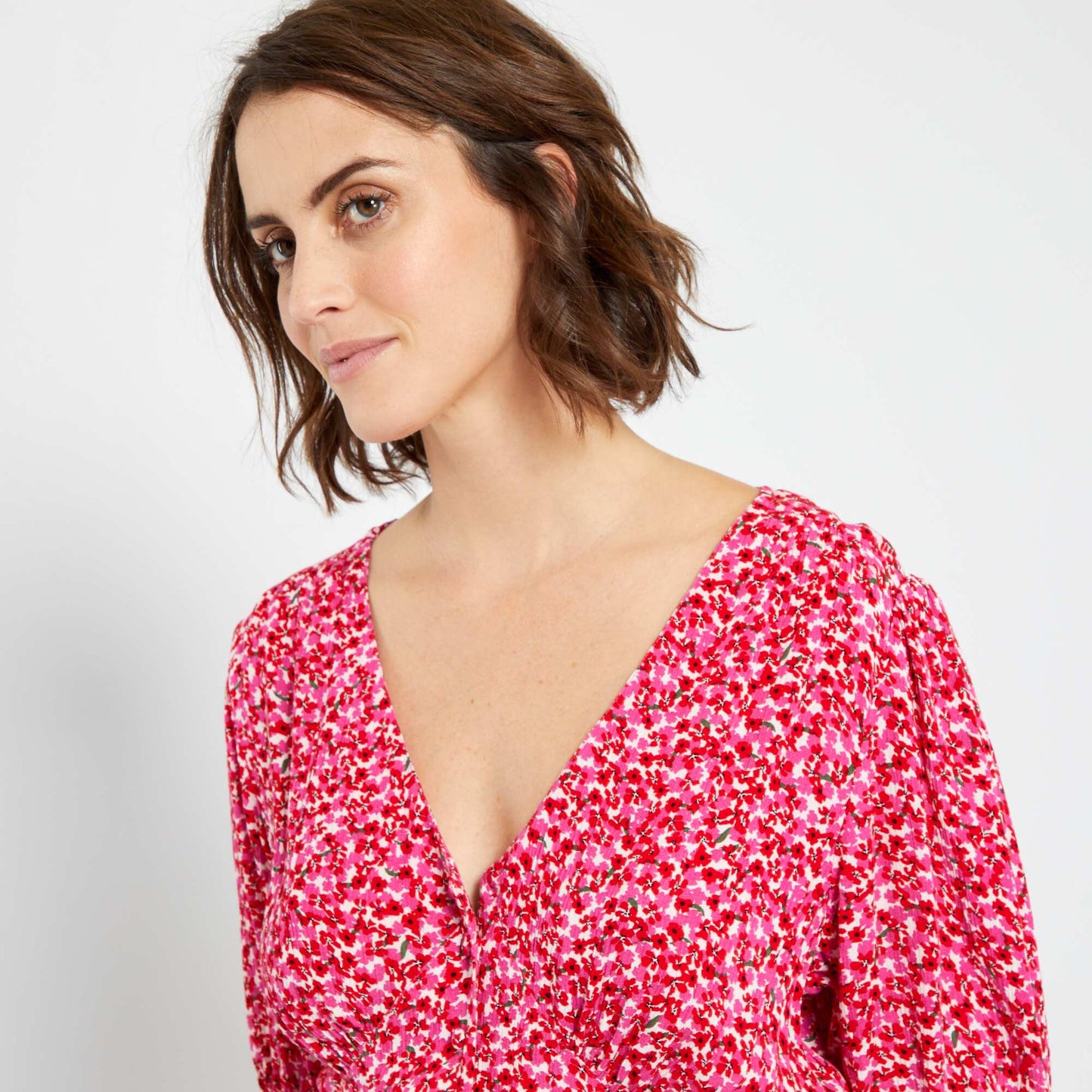 Robe courte avec imprimé 'fleuri' Rose