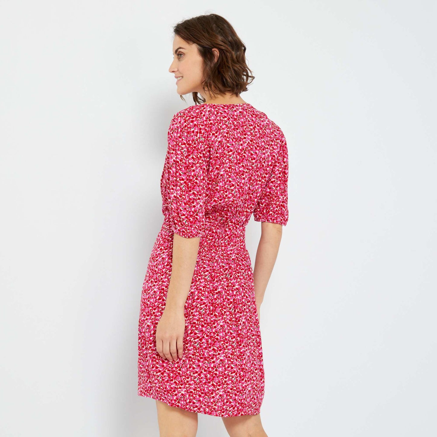 Robe courte avec imprimé 'fleuri' Rose