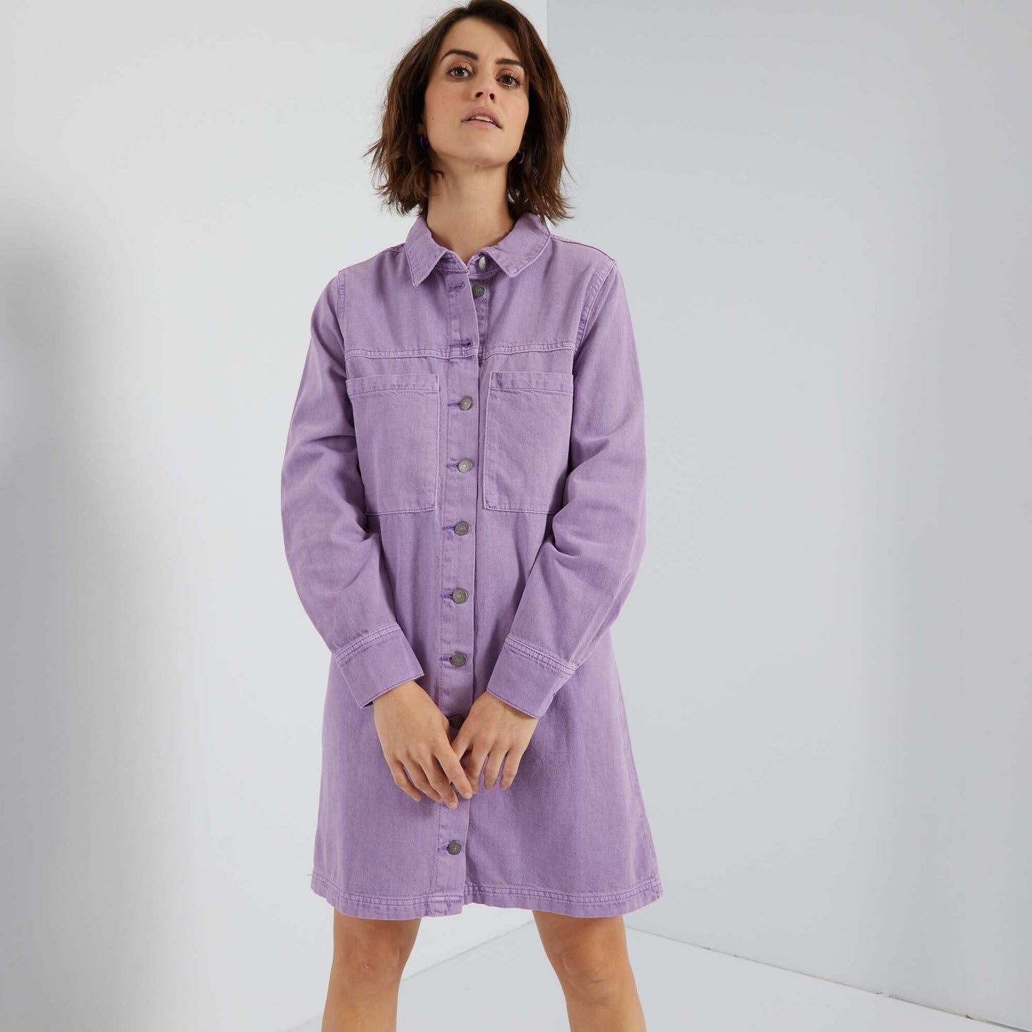 Robe chemise en denim Violet