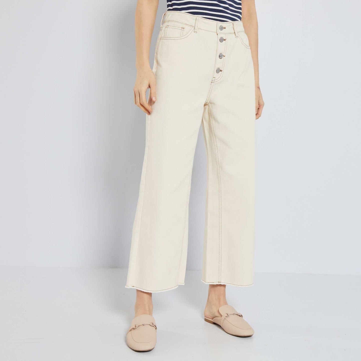 Pantalon denim Wide leg Ecru