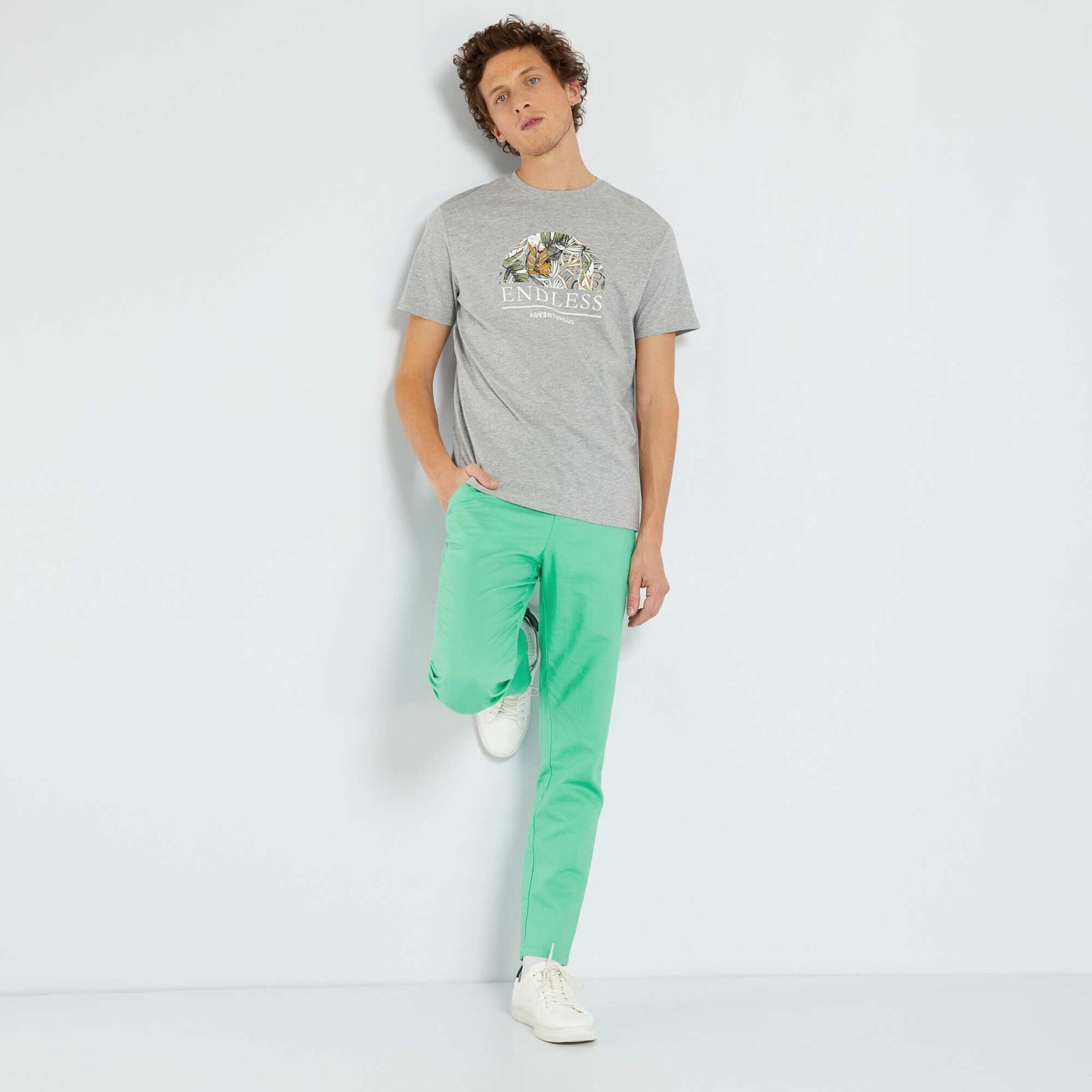 Pantalon chino en lin Vert