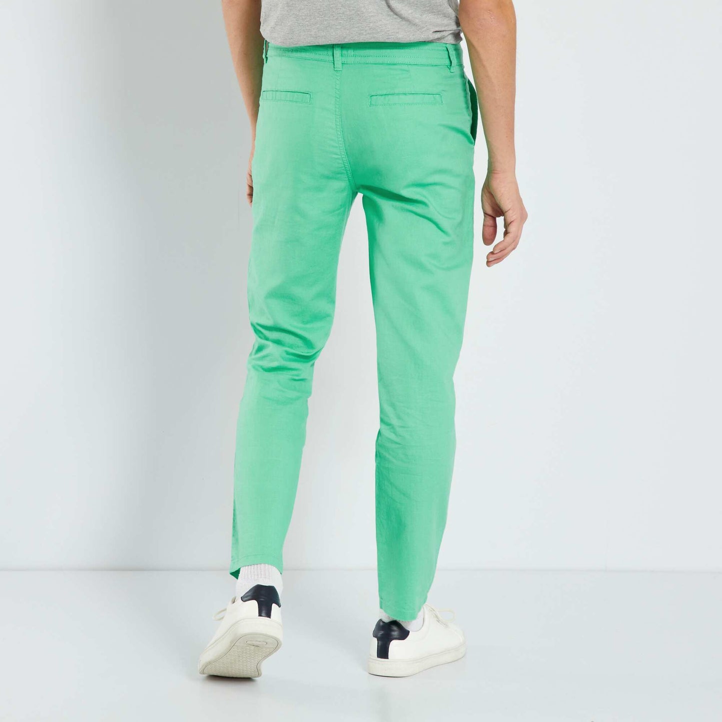 Pantalon chino en lin Vert