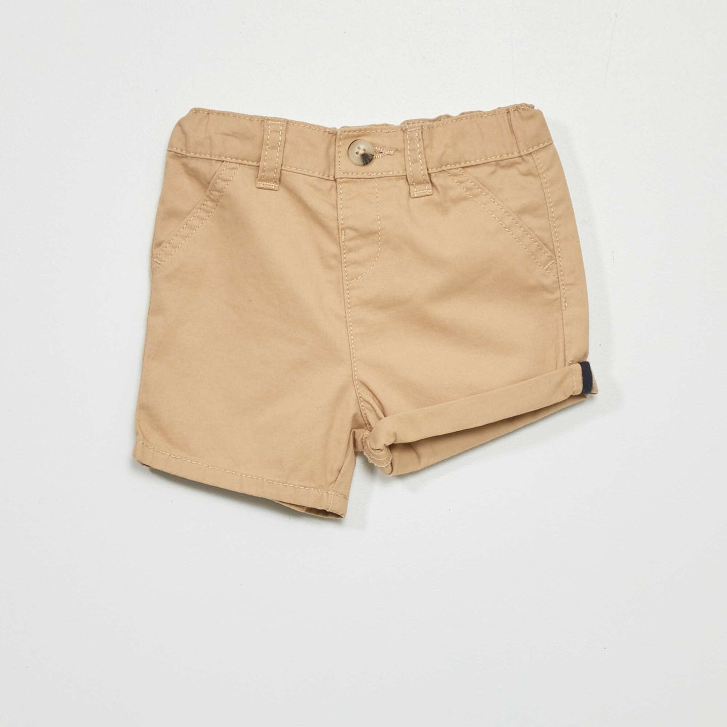 Short en twill taille ajustable Beige