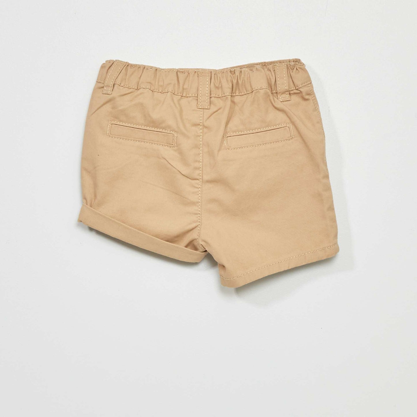 Short en twill taille ajustable Beige