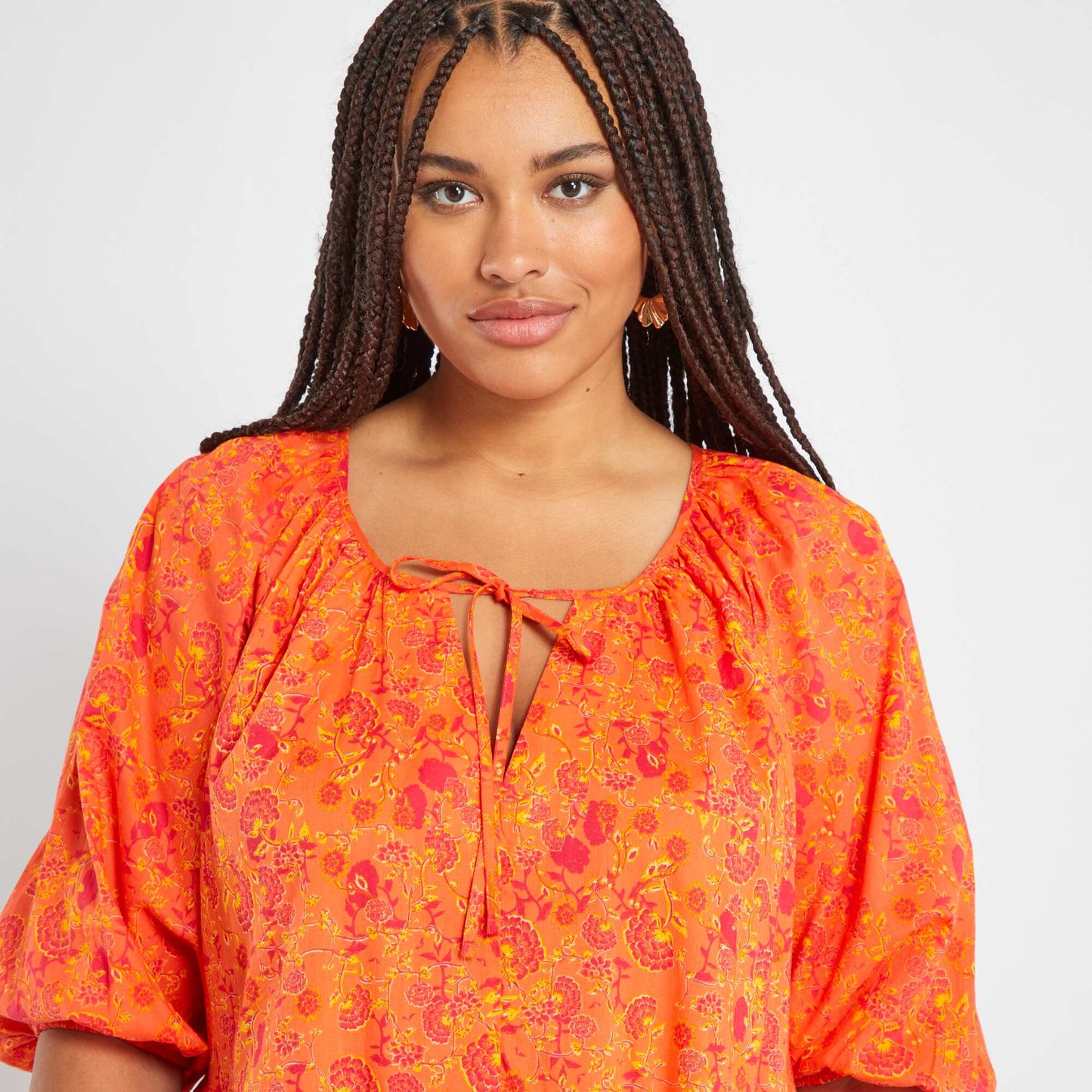 Robe longue 'fleurie' Orange