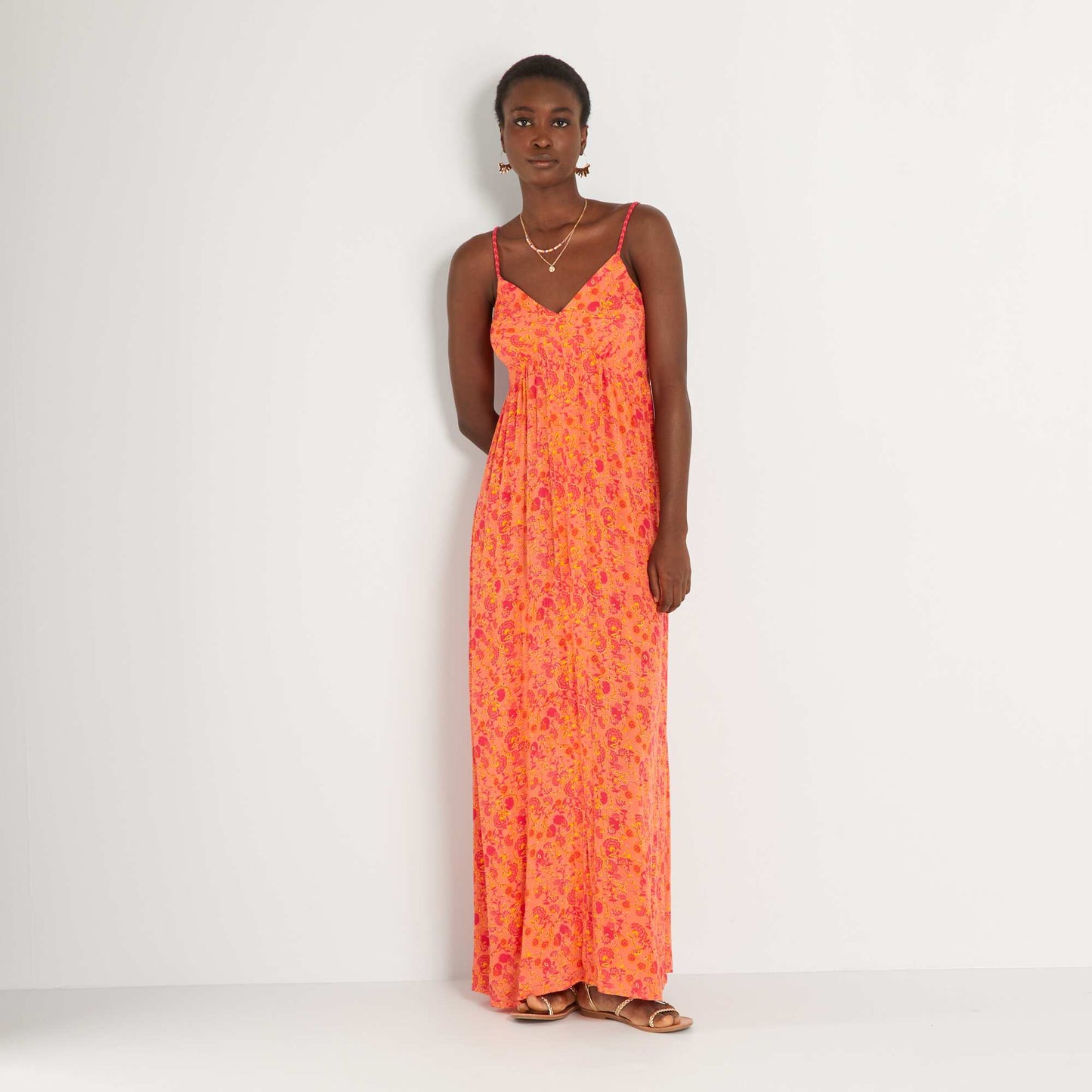 Robe longue avec imprimé Orange