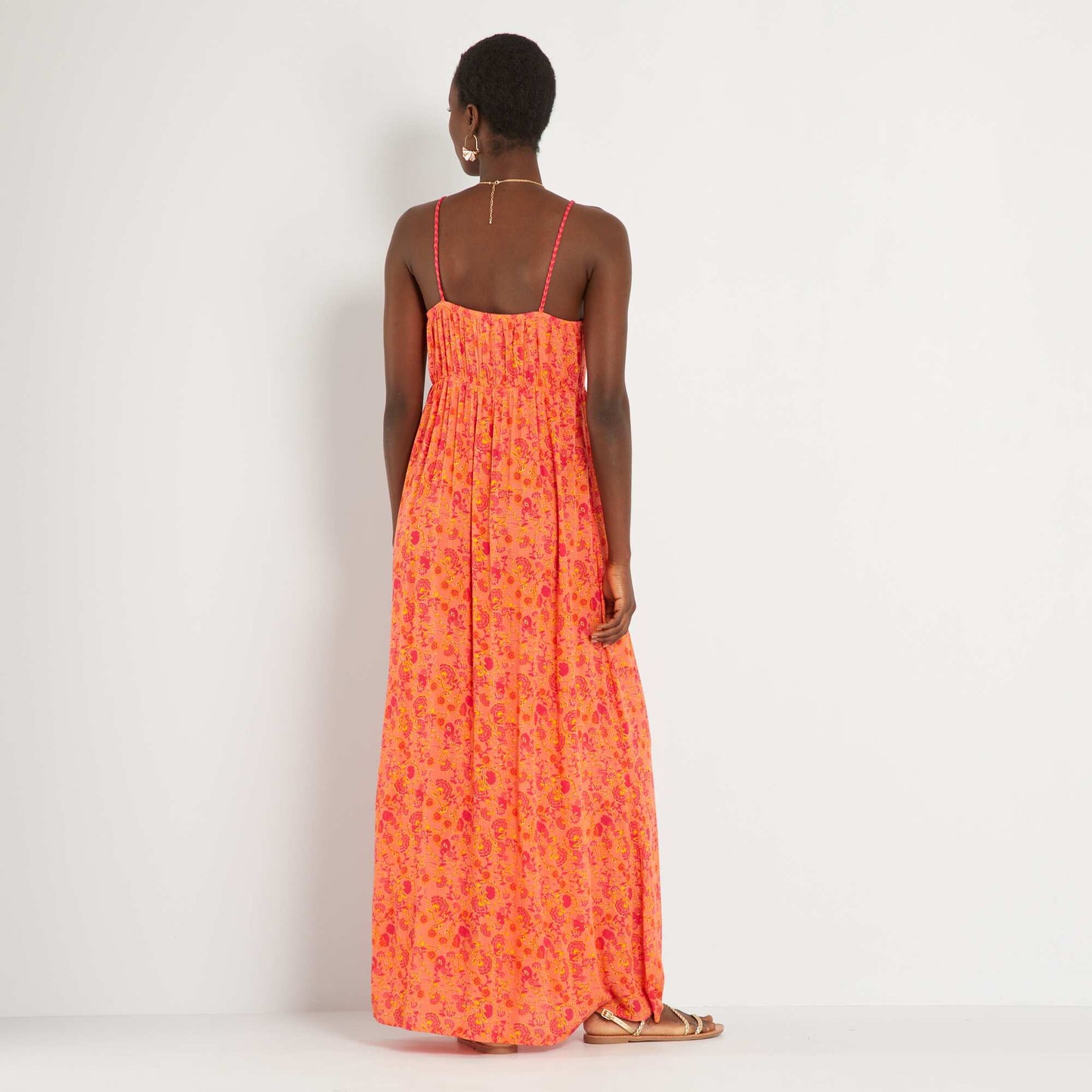 Robe longue avec imprimé Orange