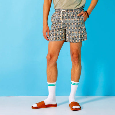 Short de bain court à motifs Beige