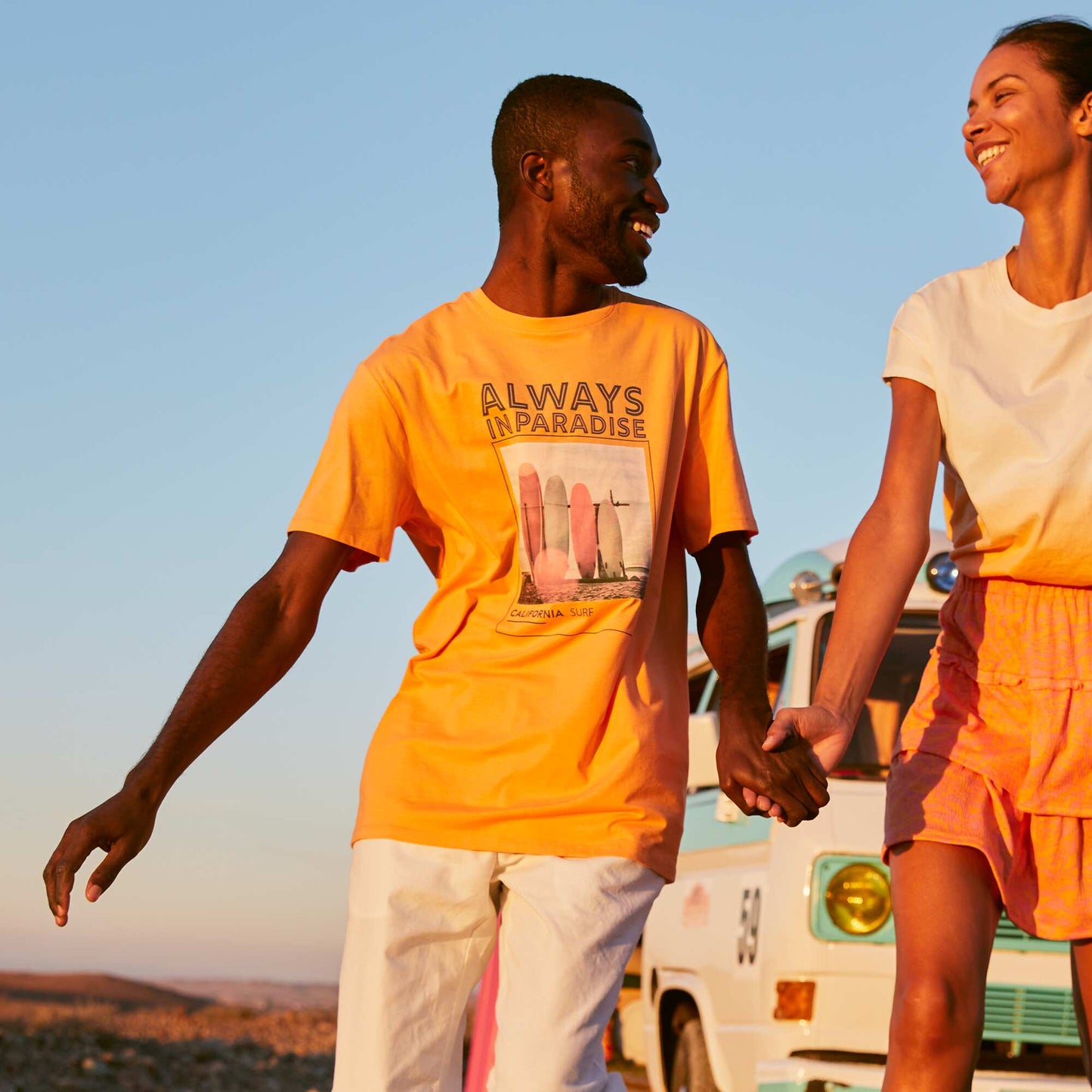 T-shirt en jersey avec imprimé surf Orange