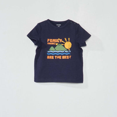 T-shirt en jersey avec imprimé placé devant Bleu