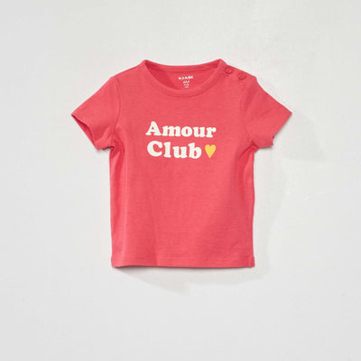 Tee-shirt à message 'amour club' Rose