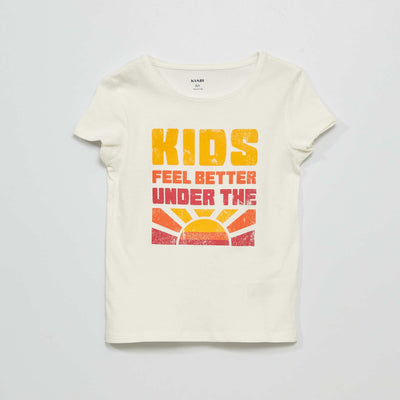 T-shirt en jersey avec imprimé Beige